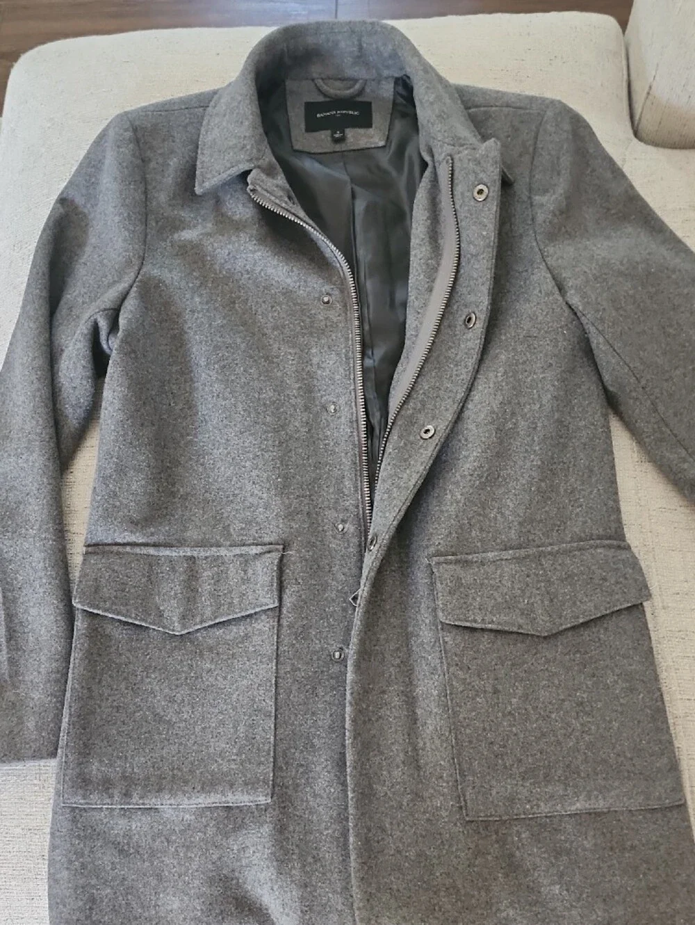 Banana Republic Men's Charcoal Gray Wool-Blend Pea Coat